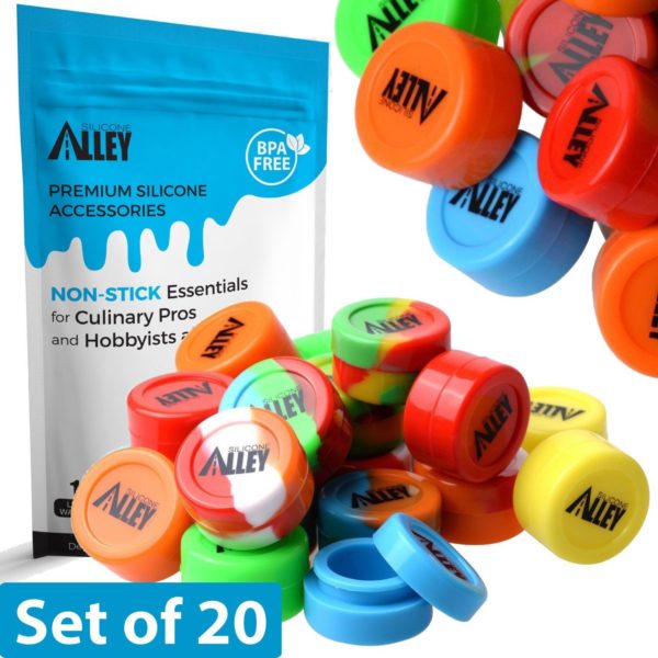 Silicone Alley, Wax Container Set, Non Stick Silicone Jars, Set of 20, Assorted Colors